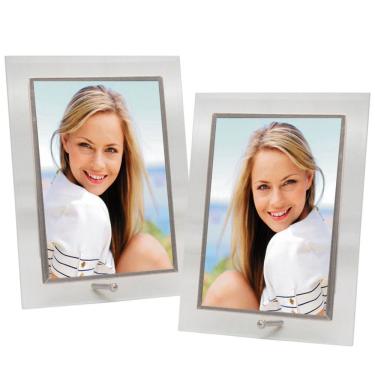 Imagem de Jogo 2 Porta-retratos Vidro Reto Prime Borda Prata 15x20 Vertical ? Tuut
