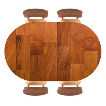 Imagem de SPLINDO Toalha de mesa oval de grão de madeira com borda elástica, toalhas de mesa marrom e laranja, panos laváveis para decoração de festa de fazenda, adequada para mesas de 106 x 152 cm, estilo 4
