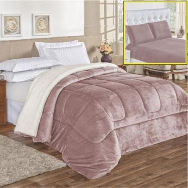 Imagem de Coordenado Edredom Lã Carneiro e Lençol Solteiro Top Chick - Rosê - 10