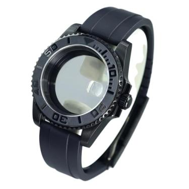 Imagem de FEIYASHI Black Yacht Design 200M Caixa de relógio à prova d'água para NH35 NH34/36/38 Miyota8215 ETA2824 Movimento Safira Glass Watch Case, Tampa inferior de vidro 1, For NH35/34/36/38 Movement, Caixa