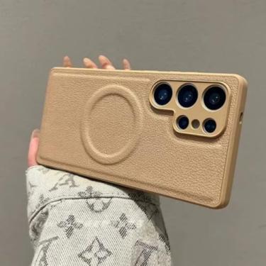 Imagem de Capa fosca para carregamento sem fio Samsung S25 S24 S23 Ultra Plus (para Galaxy S25 Ultra/Marrom)