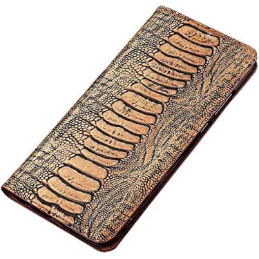 Imagem de GANYUU Capa de telefone com coldre magnético, para Apple iPhone 14 Plus 6,7 polegadas 2022 padrão de avestruz capa de suporte fólio de couro [porta-cartão] (cor: CAF)