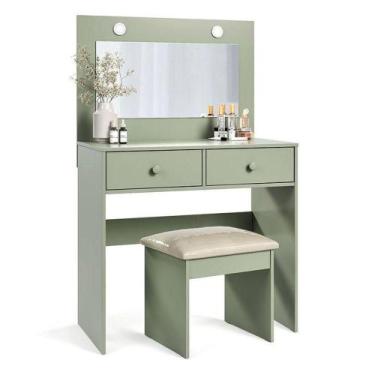 Imagem de Penteadeira Camarim E Banqueta Maia Com Almofada Caapi - Luapa Móveis