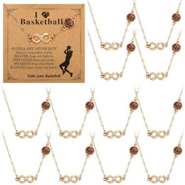 Imagem de Quelay Conjunto de 12 colares de basquete para presente feminino, colar infinito, time esportivo, 2026, acessórios para presente de noite de idosos, joias de Natal, Metal, Sem Pedra Preciosa