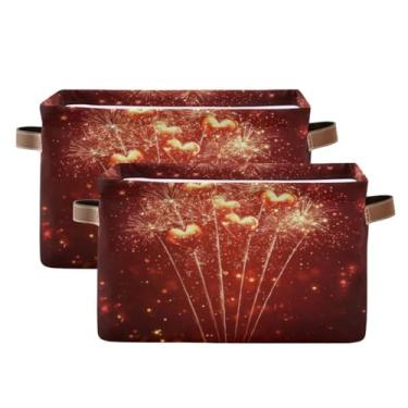 Imagem de Blueangle 2 caixas de armazenamento retangulares para fogos de artifício dos namorados, 38 x 28 x 24 cm, cesta organizadora dobrável para decoração de casa (264)