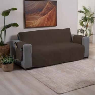 Imagem de Protetor de Sofá 2 3 4 Lugares Retrátil (1,00/1,50/1,80/2,20m) Capa Protetora Matelada Porta Objetos(Marrom,2 Lug 1,00m)