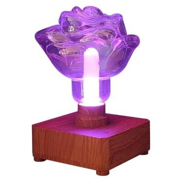 Imagem de Luz de Noite Ambiente Rosa LED Romântica Quente para Quarto Controle Desktop USB Recarregável com Mudante Bateria Íon Lítio 1200mAh Integrada Fonte Al