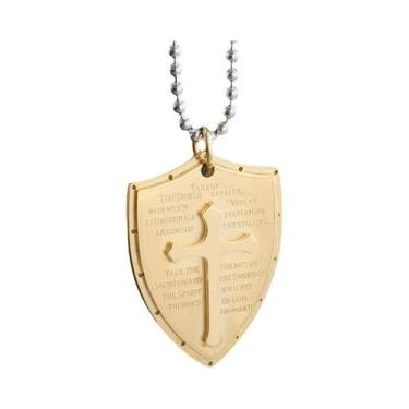 Imagem de Pingente De Crucifixo Dourado Para Homens, Colar Religioso Estilo Miam