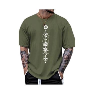 Imagem de Camiseta Masculina De Verão Em Algodão Casual Esportiva Com Estampa De
