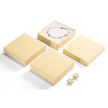 Imagem de MESHA Caixas de joias a granel 96 peças, caixas de presente de papelão fosco, caixa preenchida com algodão com tampas, marrom, 9,5 x 9,5 x 2,5 cm, caixas de presente pequenas quadradas a granel