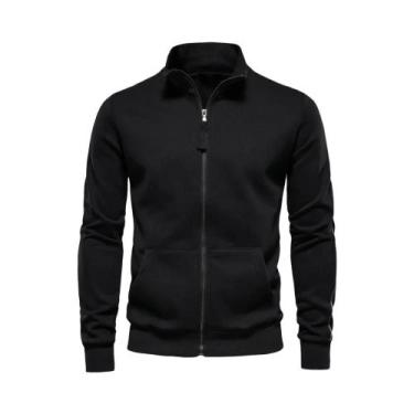 Imagem de Jaqueta Cardigan Casual De Moletom Com Zíper Em Mistura De Algodão Par