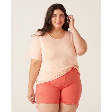 Imagem de Blusa Básica Feminina Plus Size Decote Redondo Em Viscolinho Stretch -