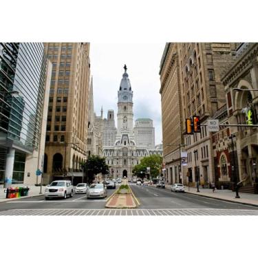 Imagem de City Hall Philadelphia Pano de fundo de arranha-céus City Building Downtown cenário fotográfico Philly City Distintive Tower Backdrops paisagem urbana Philly Panorama Skyline Skyscraper Backdrops 4,6