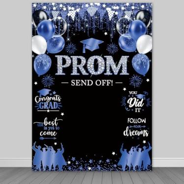 Imagem de Fitumiw Pano de fundo de formatura 2026 formatura 2026 decorações de festa fundo parabéns graduado banner adereços para cabine de fotos (azul, 1,5 x 2,1 m)