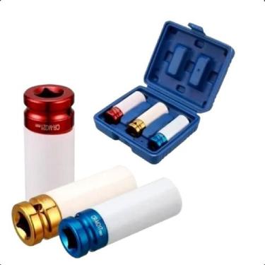 Imagem de Jogo Soquete Impacto Longo para Roda de Liga Leve  3 Peças com Maleta 