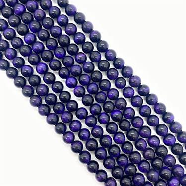 Imagem de Miçangas semiacabadas de pedra natural contas redondas coloridas olho de tigre contas soltas 6 mm-10 mm contas de contas de furo vertical de cor mista DIY acessórios de joias 1 peça (cor: número 4