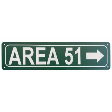 Imagem de Drcoevo Pôster de metal metálico de alumínio Area 51 Street adequado para rua, casa, quarto, cozinha, loja, garagem, bar, fazenda, jardim, interior, exterior, placa decorativa, decoração de parede, 40