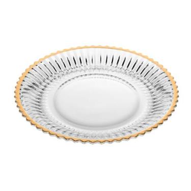 Imagem de Jogo 4 pratos 20 cm para sobremesa de cristal com fio dourado Imperatr