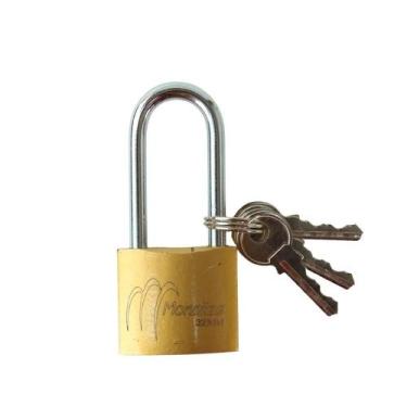 Imagem de Cadeado Haste Longa 32mm  Corpo em Latão e Aço com 3 Chaves para Portã