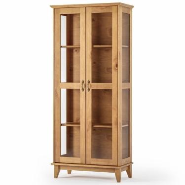 Imagem de Cristaleira De Madeira Com Vidro 2 Portas Lira M06 Carvalho Fosco - Lyam Decor