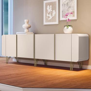 Imagem de Aparador Buffet Sala Saluti Com 4 Portas E Pés Em Aço Off White