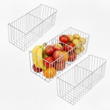 Imagem de Kit 3 Cestos Aramados Fruteira de Parede 40x15cm Multiuso para Cozinha