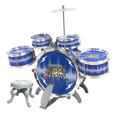 Imagem de Bateria Instrumento Infantil Rock Party com Banquinho Pedal e Baquetas
