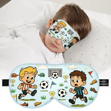 Imagem de Máscara de dormir infantil – Máscara para os olhos 100% seda amoreira com alça ajustável, máscara de dormir macia com bloqueio de luz para crianças, linda capa de olho estampada para meninos e meninas
