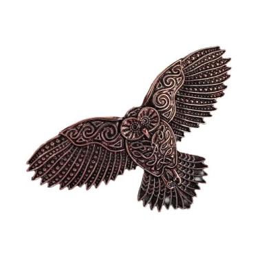 Imagem de Presilha De Cabelo Escandinava Coruja Retrô Viking Runa Bruxa Acessóri