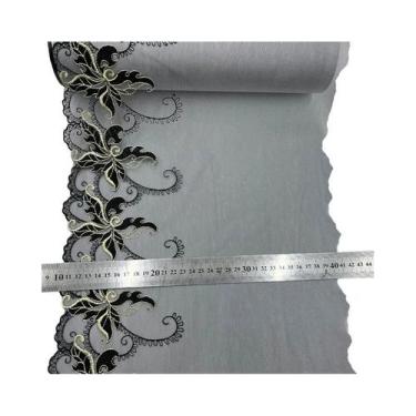 Imagem de Renda De Tule Bordada Com Flores, 1 Jarda, Para Artesanato DIY, Vestid