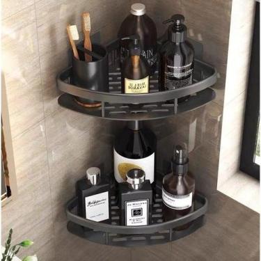 Imagem de Kit 2 Prateleira Móveis Banheiro Organizadora Canto Suporte Pendura Ra