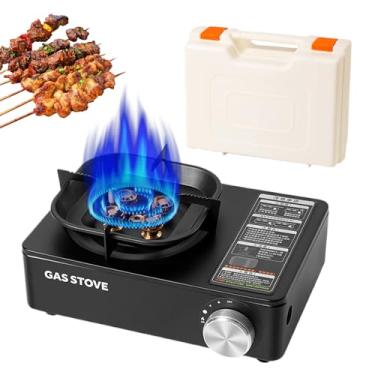 Imagem de Fogão de acampamento – Queimador de fogão de acampamento com estojo de transporte | 6000 W, alta potência, ignição automática, utensílios de cozinha, para caminhadas, expedição, trailer, viagem