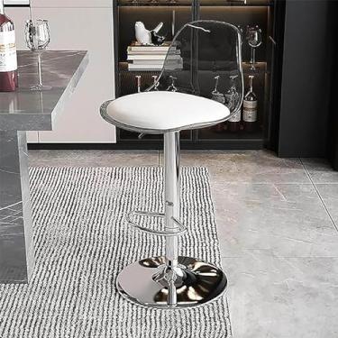 Imagem de Banquetas giratórias de acrílico ajustáveis em altura com encosto transparente – Cadeiras modernas de bar de cozinha com estofamento de couro sintético e apoio para os pés para sala de jantar, pub