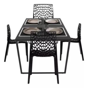 Imagem de Conjunto Industrial com 4 Cadeiras – Para Cozinhas e Area Externa(PRETO)