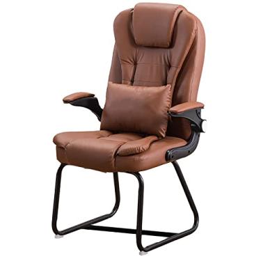 Imagem de Cadeira de escritório para jogos, cadeira de computador - Cadeira lateral confortável para conferências com braços, cadeira de assento resistente - Cadeira de sala de jantar moderna, sem rodas