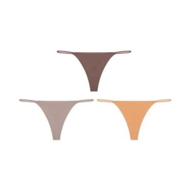 Imagem de Calcinhas Tanga Sem Costura De Cintura Baixa 3PCS Com Alças Finas E Al