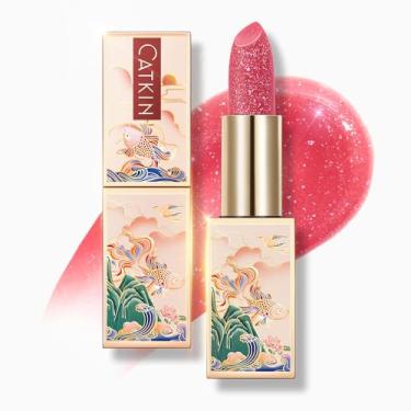 Imagem de CATKIN Bálsamo labial matizado com glitter, hidratante labial ultra hidratante, brilho com vitamina E, nutritivo para lábios rachados e secos, 3,4 g C20