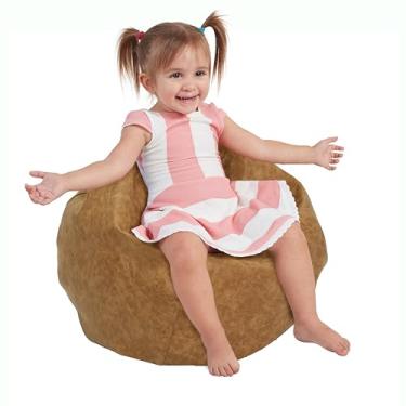 Imagem de Cadeira rústica infantil de 56 cm, móveis para crianças, perfeita para ler, jogar videogame ou relaxar, assentos alternativos para salas de aula, creches, bibliotecas ou casa - Pecan