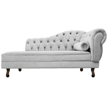 Imagem de Divã Recamier Diana Lado Esquerdo 120 Cm Linho Amarena Móveis Cinza Claro