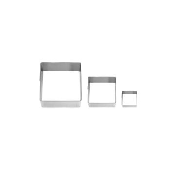 Imagem de Cortador de Bolo Quadrado Forminha Corte Molde Aço Inox 3un