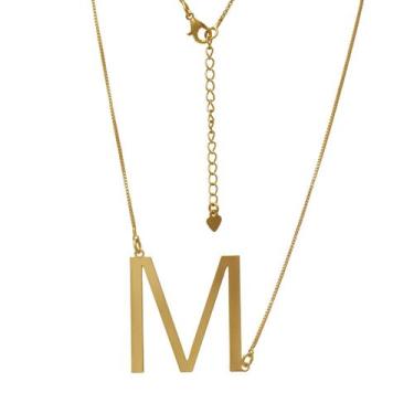 Imagem de Colar de Letra Grande Transversal Folheado em Ouro 18K SoftJoias , M