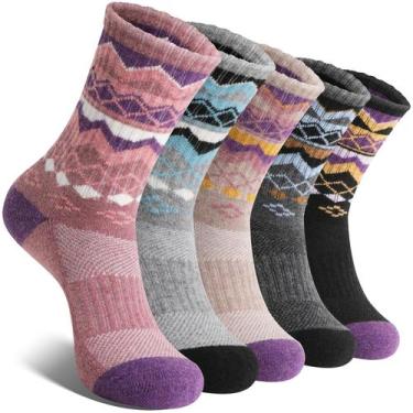Imagem de Calcetas térmicas de senderismo EBMORE de lana Merino, 5 pares