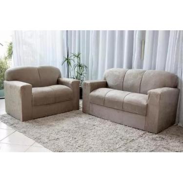 Imagem de Conjunto de Sofá 2 e 3 Lugares Bege Liso - MULTI MÓVEIS