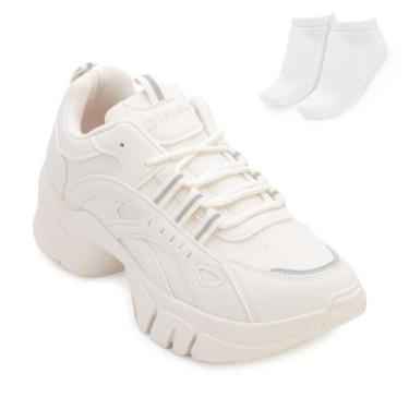 Imagem de Tênis Chunky Sneakers Ramarim e Meia RM24-24802, Creme, 38