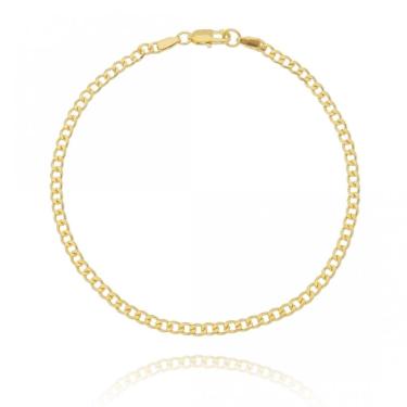 Imagem de Pulseira Masculina Fina Elo Groumet Folheado Em Ouro 18K