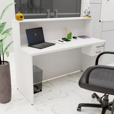 Imagem de Balcão Atendimento Recepção Consultório 140x60cm com Gaveta - Netmobil