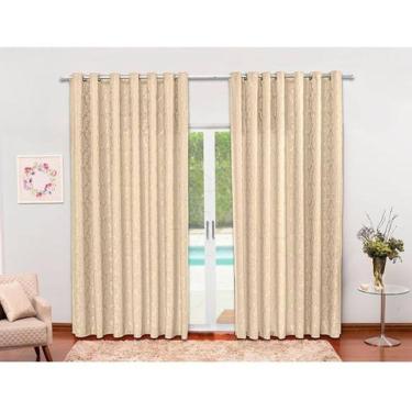 Imagem de Cortina Jacquard Semi Blackout Tecido Palha 4,00X2,80