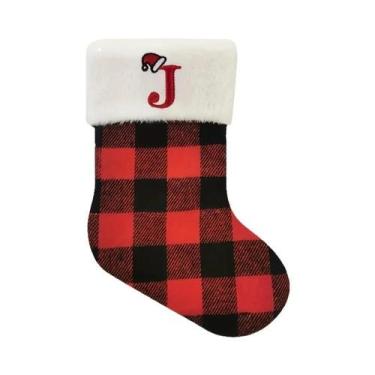 Imagem de Enfeites De Natal Em Xadrez Preto, Meias Alfabeto Para Pendurar, Supor