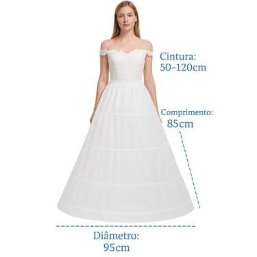 Imagem de Crinolina Saiote Anágua de Armação 3 Aros Vestido Longo - - anjo da ma