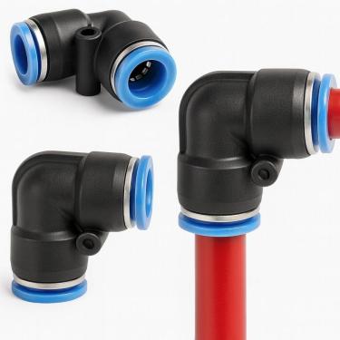 Imagem de 04 Cotovelos União Conexão Emenda 10mm Pu Pneumática Engate Rápido